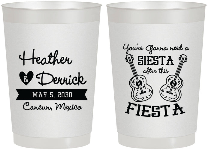 Personalized Wedding 22 oz Frosted Cups - Siesta Fiesta Mexico | 207