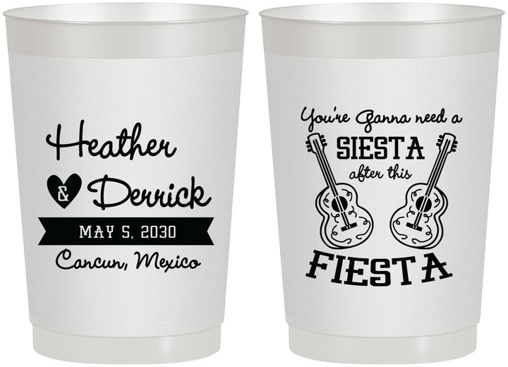 Personalized Wedding 22 oz Frosted Cups - Siesta Fiesta Mexico | 207