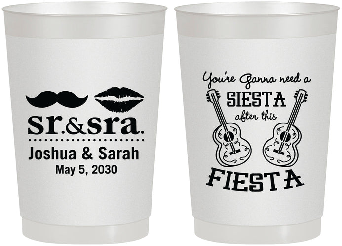 Personalized Wedding 22 oz Frosted Cups - Siesta Fiesta Sr Sra | 208