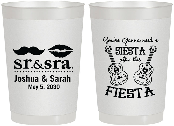 Personalized Wedding 22 oz Frosted Cups - Siesta Fiesta Sr Sra | 208
