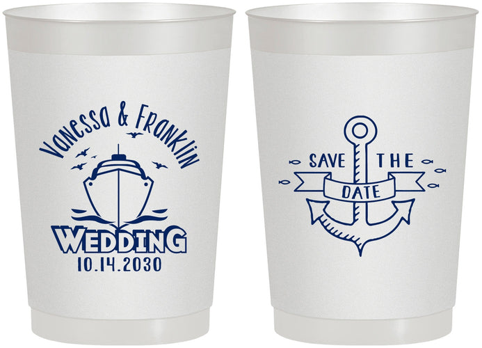 Personalized Wedding 22 oz Frosted Cups - Save The Date Cruise | 209
