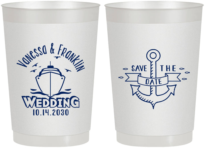 Personalized Wedding 22 oz Frosted Cups - Save The Date Cruise | 209