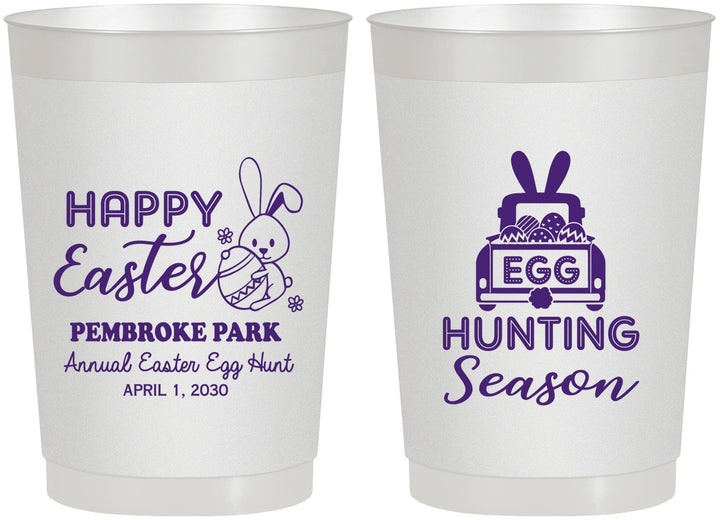Personalized Easter 22 oz Frosted Cups - Egg Hunting Bunny | 210004