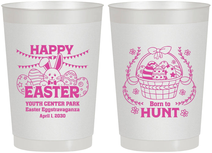 Personalized Easter 22 oz Frosted Cups - Born To Hunt Bunny | 210007