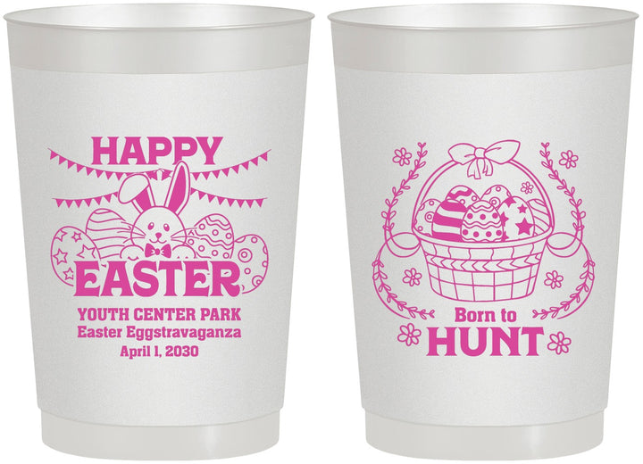 Personalized Easter 22 oz Frosted Cups - Born To Hunt Bunny | 210007