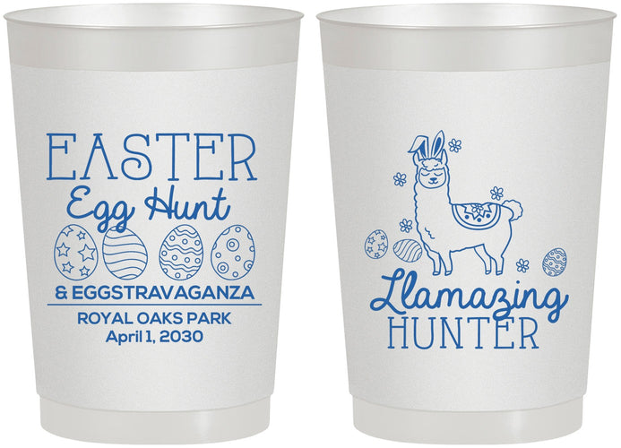 Personalized Easter 22 oz Frosted Cups - Llama Eggs | 210009