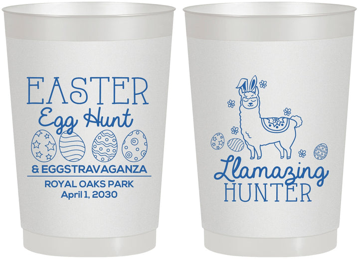 Personalized Easter 22 oz Frosted Cups - Llama Eggs | 210009