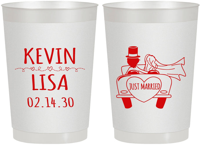 Personalized Wedding 22 oz Frosted Cups - Just Married | 212