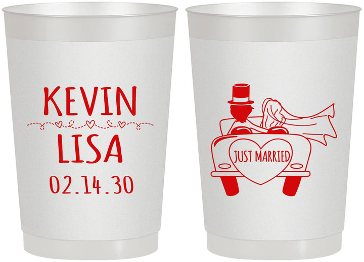 Personalized Wedding 22 oz Frosted Cups - Just Married | 212