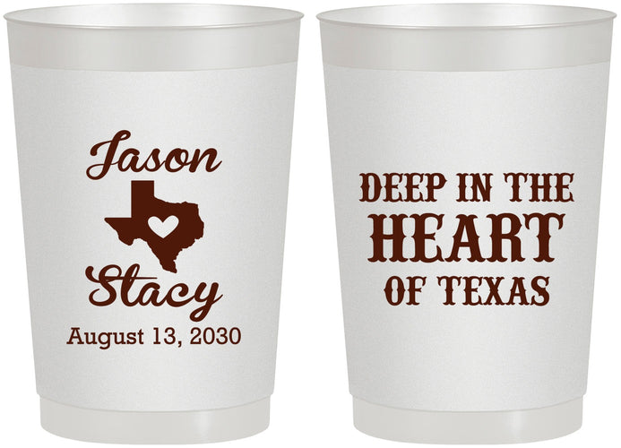 Personalized Wedding 22 oz Frosted Cups - Deep In The Heart Of Texas | 214