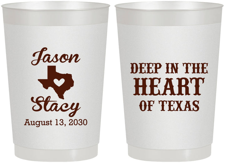Personalized Wedding 22 oz Frosted Cups - Deep In The Heart Of Texas | 214