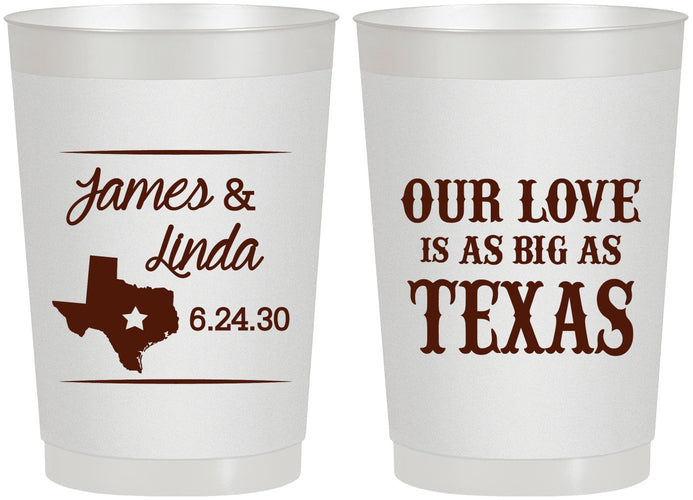 Personalized Wedding 22 oz Frosted Cups - Our Love Is As Big As Texas | 215