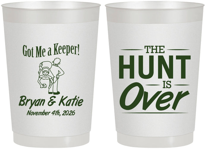 Personalized Wedding 22 oz Frosted Cups - The Hunt Is Over | 216