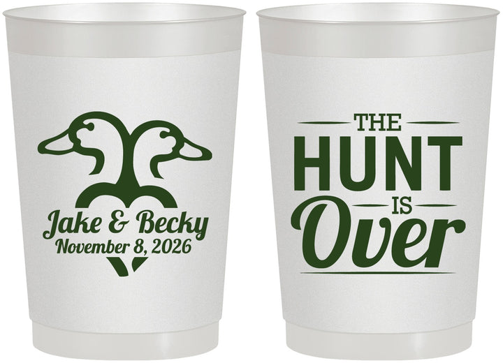 Personalized Wedding 22 oz Frosted Cups - The Hunt Is Over Duck | 217