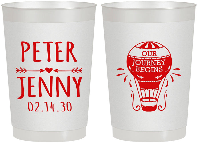 Personalized Wedding 22 oz Frosted Cups - Hot Air Balloon | 219