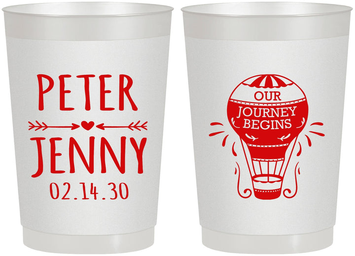 Personalized Wedding 22 oz Frosted Cups - Hot Air Balloon | 219