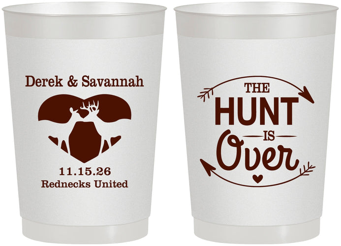 Personalized Wedding 22 oz Frosted Cups - The Hunt Is Over Deer | 220