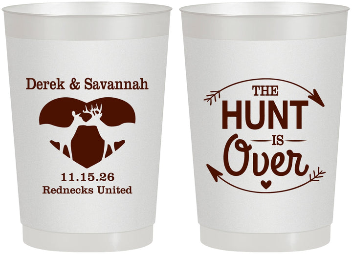 Personalized Wedding 22 oz Frosted Cups - The Hunt Is Over Deer | 220