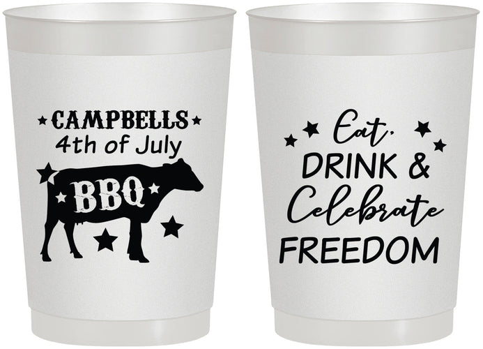 Personalized 4th Of July 22 oz Frosted Cups - Eat Drink Freedom | 220000