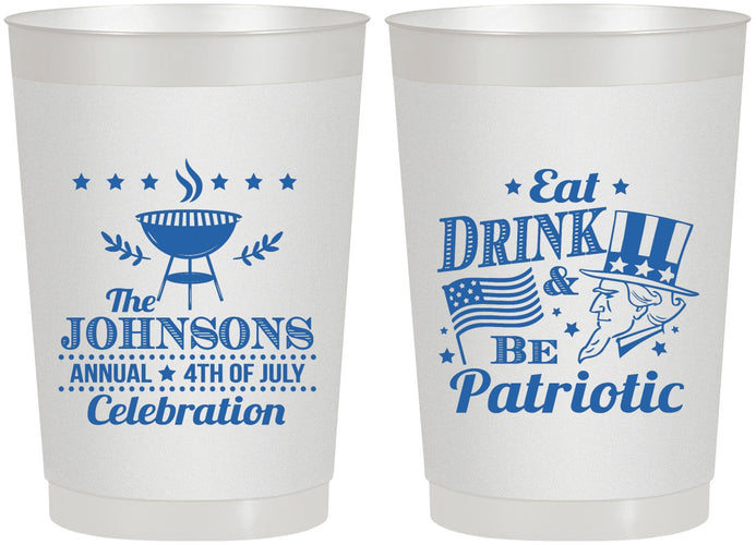 Personalized 4th Of July 22 oz Frosted Cups - Eat Drink Patriotic | 220003