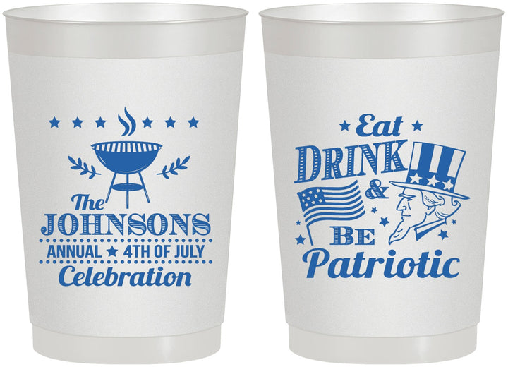 Personalized 4th Of July 22 oz Frosted Cups - Eat Drink Patriotic | 220003