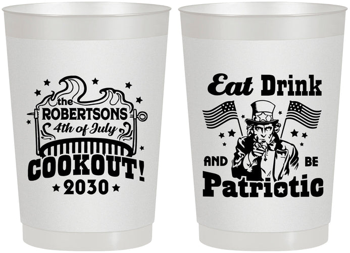 Personalized 4th Of July 22 oz Frosted Cups - Eat Drink Patriotic | 220004