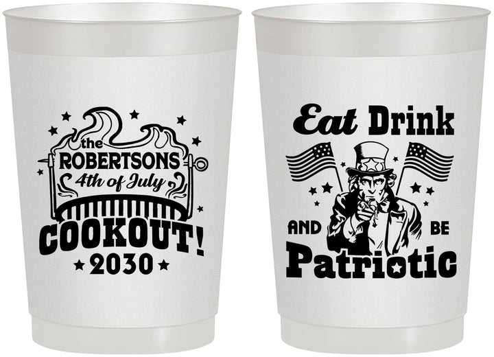 Personalized 4th Of July 22 oz Frosted Cups - Eat Drink Patriotic | 220004