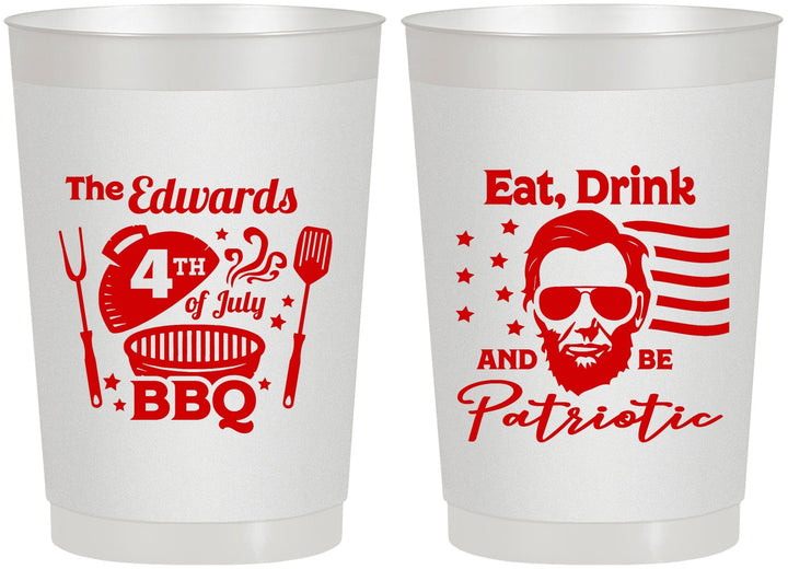Personalized 4th Of July 22 oz Frosted Cups - Eat Drink Patriotic | 220006