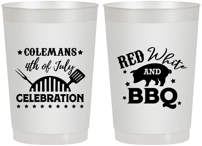 Personalized 4th Of July 22 oz Frosted Cups - Red White Bbq | 220008