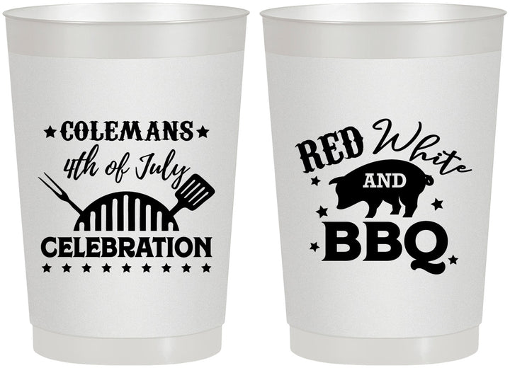 Personalized 4th Of July 22 oz Frosted Cups - Red White Bbq | 220008