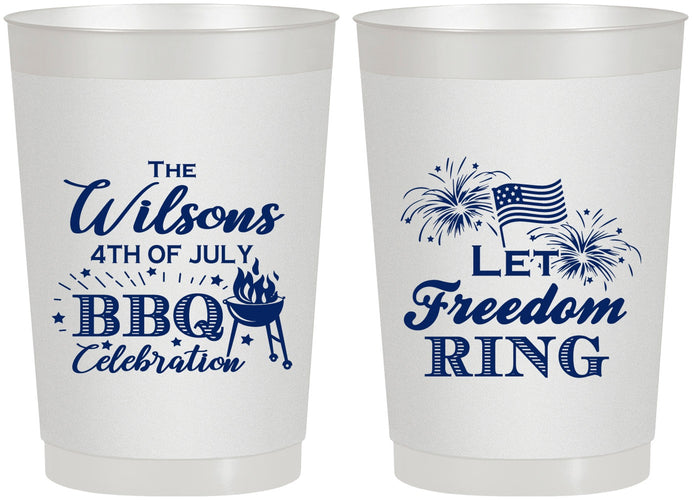 Personalized 4th Of July 22 oz Frosted Cups - Bbq Fireworks | 220009