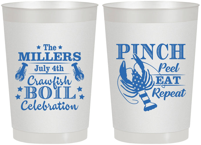 Personalized 4th Of July 22 oz Frosted Cups - Pink Peel Crawfish | 220011