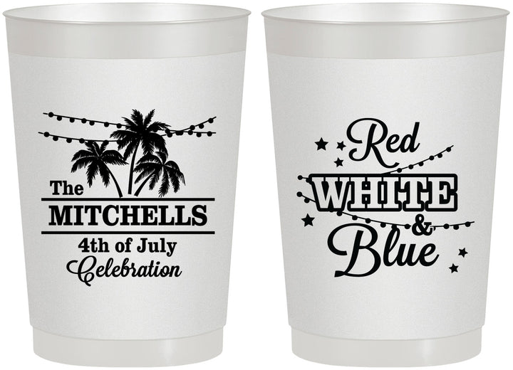 Personalized 4th Of July 22 oz Frosted Cups - Beach Stars Stripes | 220020