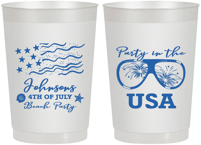 Personalized 4th Of July 22 oz Frosted Cups - Party In The Usa | 220023