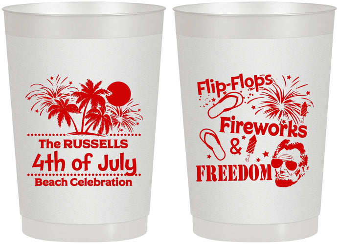 Personalized 4th Of July 22 oz Frosted Cups - Fireworks Beach | 220026
