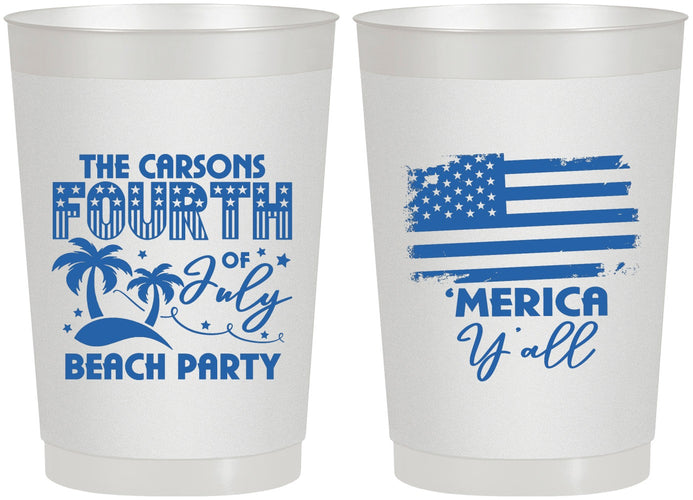 Personalized 4th Of July 22 oz Frosted Cups - Beach Merica Yall | 220027