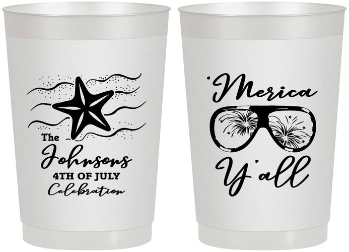 Personalized 4th Of July 22 oz Frosted Cups - Beach Merica Yall | 220028