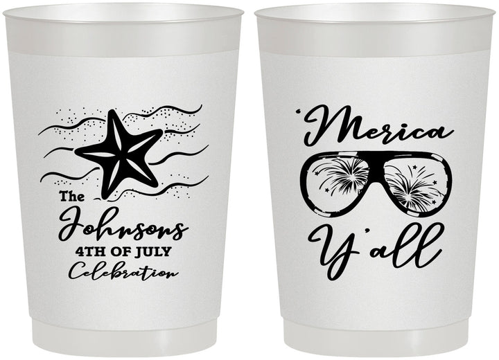 Personalized 4th Of July 22 oz Frosted Cups - Beach Merica Yall | 220028
