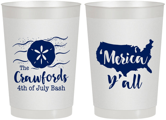 Personalized 4th Of July 22 oz Frosted Cups - Beach Merica Yall | 220029