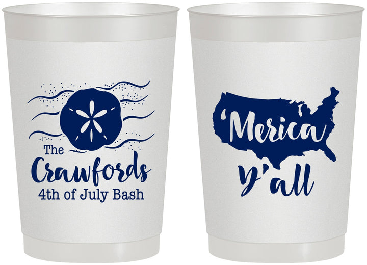 Personalized 4th Of July 22 oz Frosted Cups - Beach Merica Yall | 220029