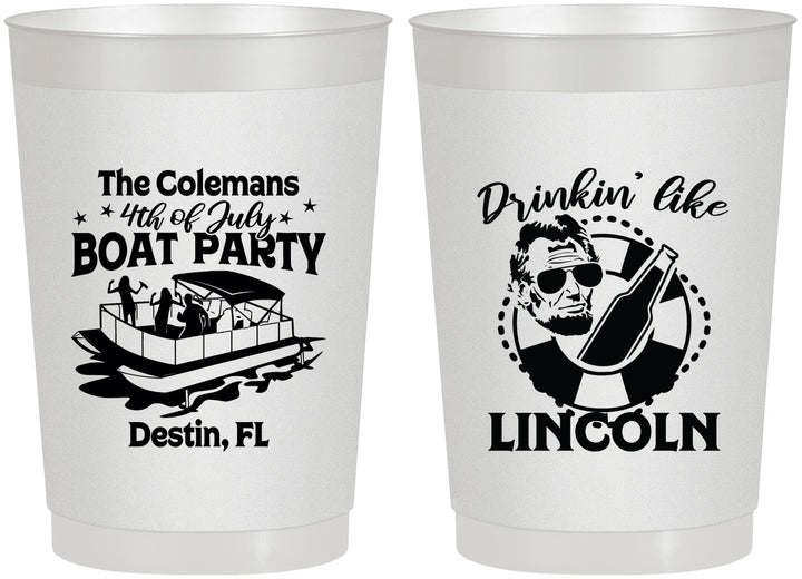 Personalized 4th Of July 22 oz Frosted Cups - Drinkin Like Lincoln | 220032