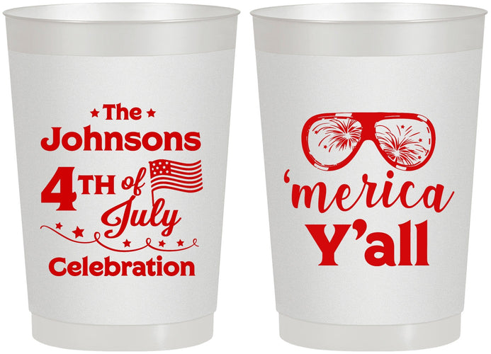 Personalized 4th Of July 22 oz Frosted Cups - Merica Yall | 220034