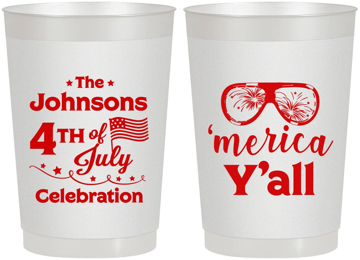 Personalized 4th Of July 22 oz Frosted Cups - Merica Yall | 220034