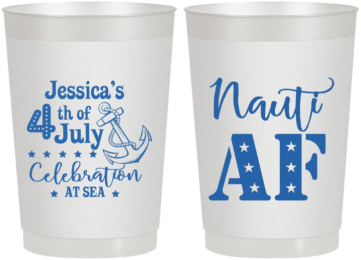 Personalized 4th Of July 22 oz Frosted Cups - Nautical Anchor | 220035