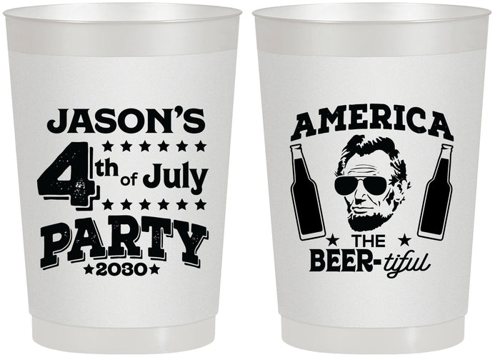 Personalized 4th Of July 22 oz Frosted Cups - Bbq Lincoln | 220036