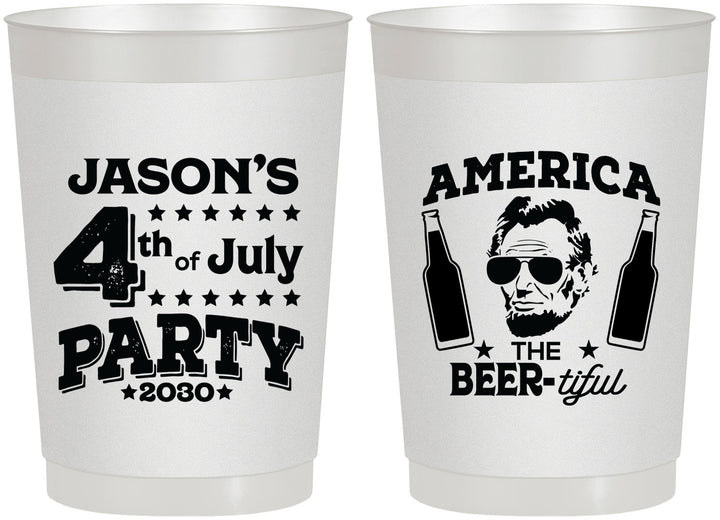 Personalized 4th Of July 22 oz Frosted Cups - Bbq Lincoln | 220036