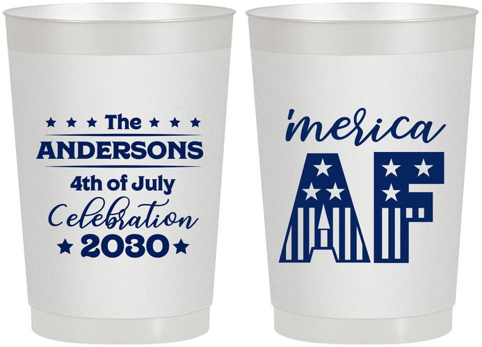 Personalized 4th Of July 22 oz Frosted Cups - Merica Af | 220041