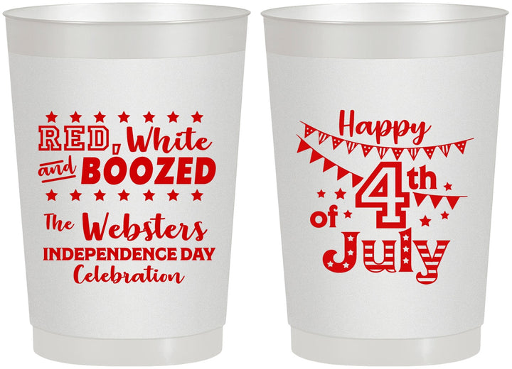 Personalized 4th Of July 22 oz Frosted Cups - Red White Booze | 220042