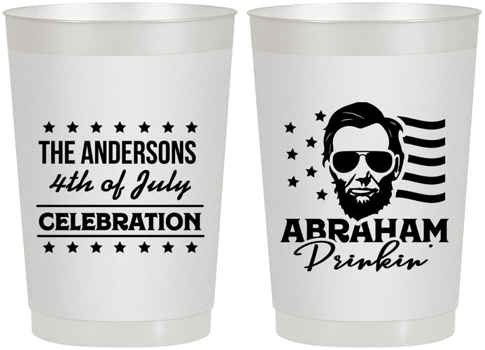 Personalized 4th Of July 22 oz Frosted Cups - Abraham Drinkin | 220044