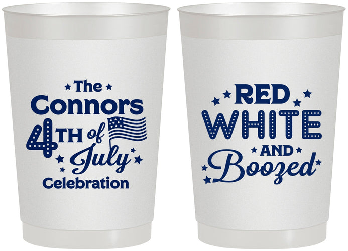 Personalized 4th Of July 22 oz Frosted Cups - Red White Booze | 220045
